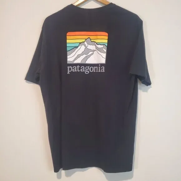 Patagonia Men's T-shirt Large Black Logo Ridge Pocket Responsibili-Tee Outdoors - Picture 7 of 12